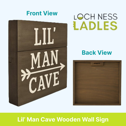 Lilβ Man Caveβ Wooden Decor for Boysβ Spaces β Vintage Style β 12β x 12
