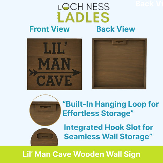 Lilβ Man Caveβ Wooden Decor for Boysβ Spaces β Vintage Style β 12β x 12